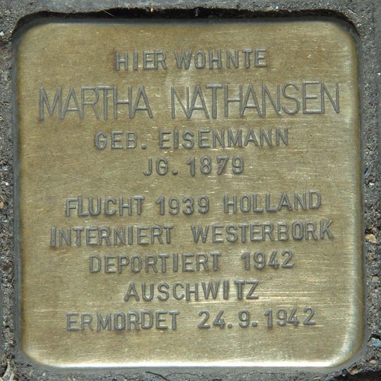 Stolperstein dedicated to Martha Nathansen