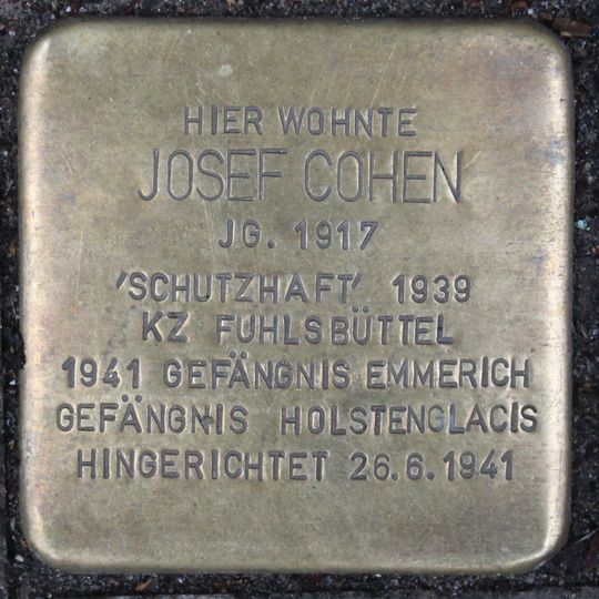 Stolperstein em memória de Josef Cohen