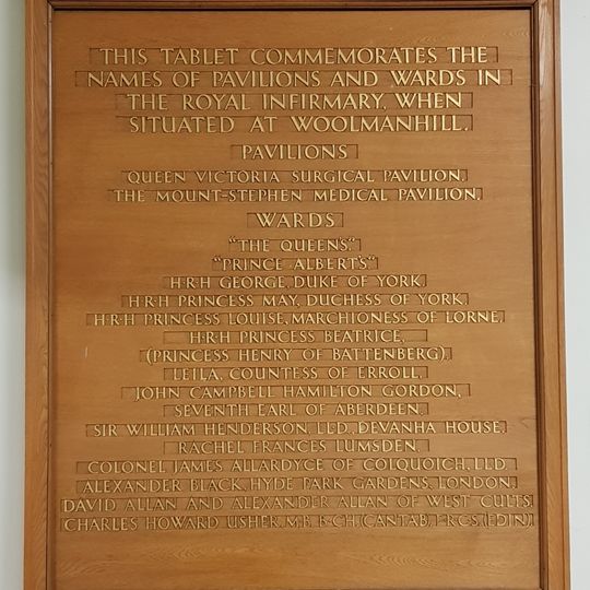 Commemorative plaque to former Woolmanhill Wards