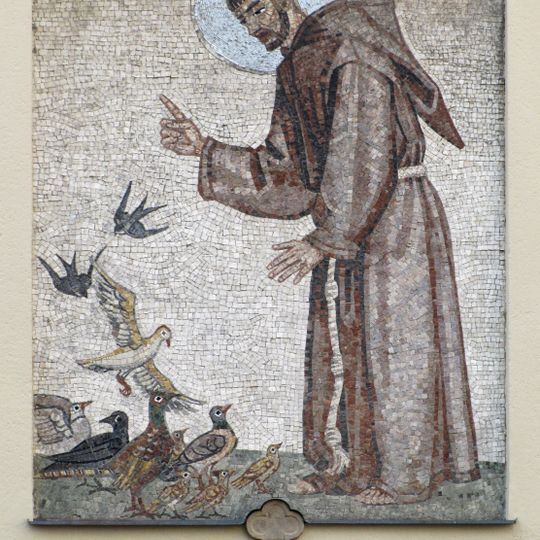 Mozaika svatého Františka z Assisi na kostele Nalezení svatého Kříže v Brně