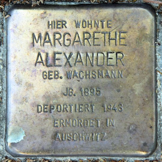 Stolperstein dedicated to Margarethe Alexander