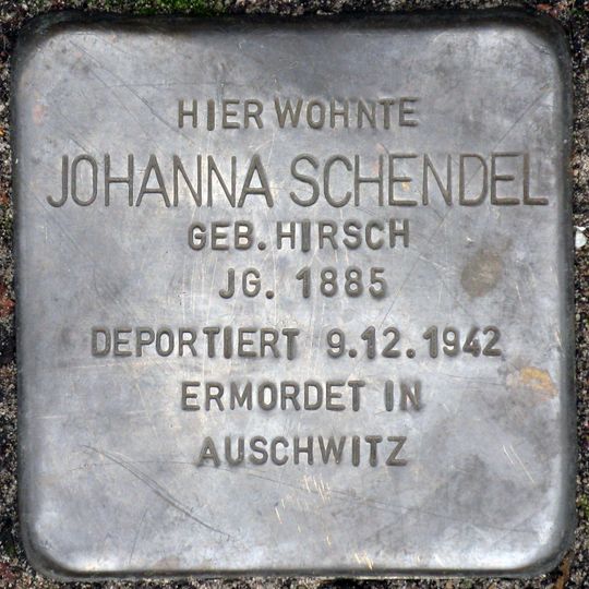 Stolperstein dedicated to Johanna Schendel