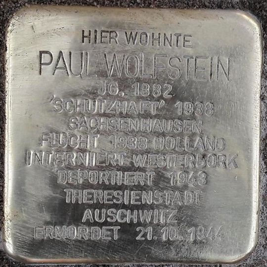Stolperstein dedicated to Paul Wolfstein