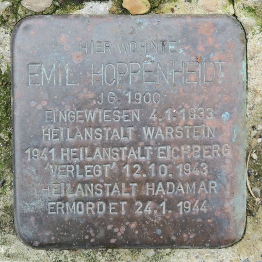 Stolperstein en memoria de Emil Hoppenheidt