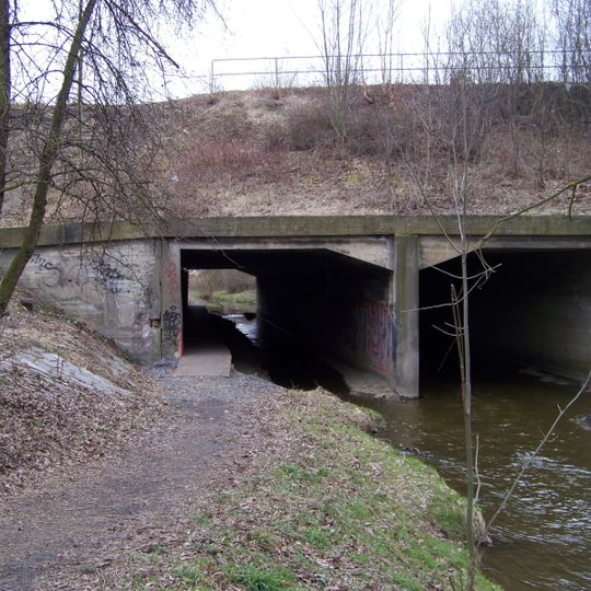 Most vlečky přes Rokytku u předávacího nádraží Praha-východ