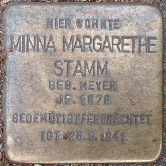 Stolperstein dedicated to Minna Margarethe Stamm