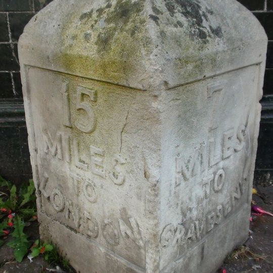 Milestone, High Street, by No.1 , The Royal Victoria and Bull Hotel