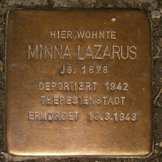 Stolperstein dedicated to Minna Lazarus