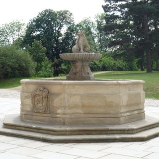 Lion fountain at Třebíč Castle