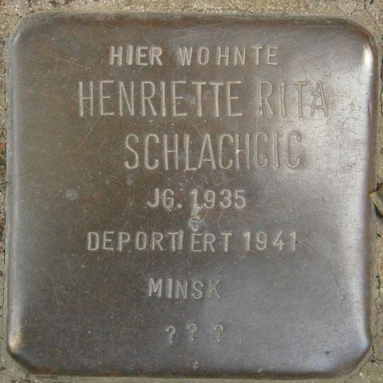 Stolperstein dedicated to Henriette Rita Schlachcic