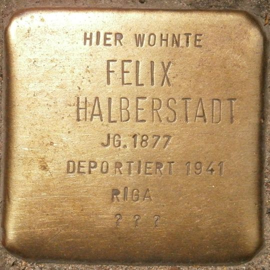 Stolperstein dedicated to Felix Halberstadt