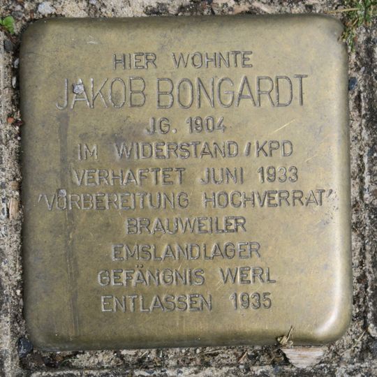 Stolperstein dedicated to Jakob Bongardt