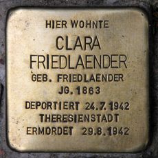 Stolperstein dedicated to Clara Friedlaender