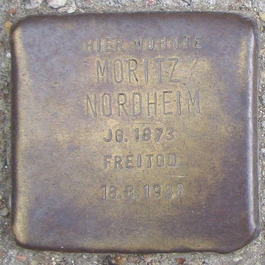 Stolperstein dedicated to Moritz Nordheim