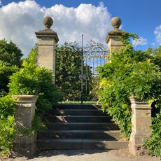 Gates, Piers, Steps and Balustrade Wall bounding north side of Dutch Garden at St Fagans Castle