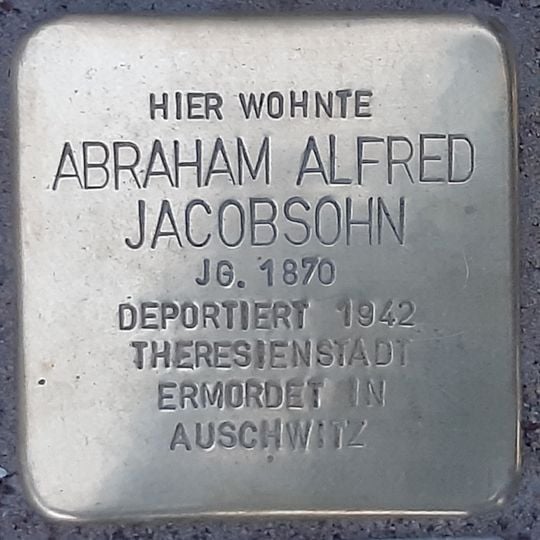 Stolperstein dedicated to Abraham Alfred Jacobsohn