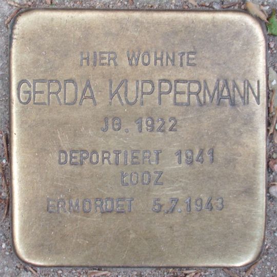 Stolperstein dedicated to Gerda Kuppermann