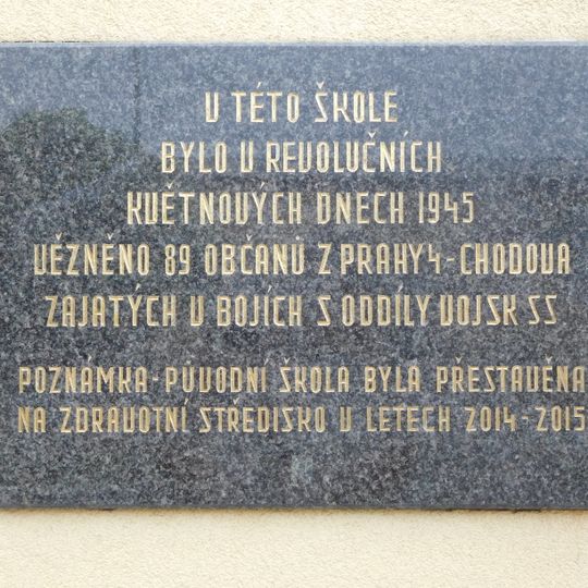 Prague uprising memorial plaque in Kunratice