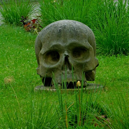 Plastika Lebka v areálu Akademie ve Světlé nad Sázavou
