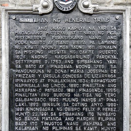 Church of General Trias historical marker