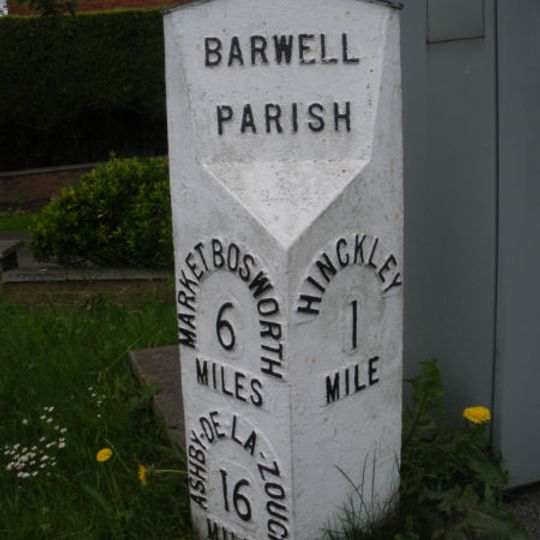 Milepost, by No. 240 Ashby Road, just S of jct with Normandy Way