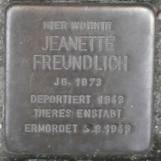Stolperstein à la mémoire de Jeanette Freundlich