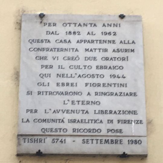 Plaque of the Jewish oratories