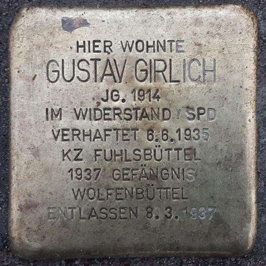 Stolperstein en memoria de Gustav Girlich