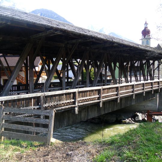 Holzbrücke, Ruetz-Brücke in Medraz