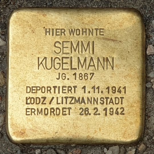 Stolperstein dedicated to Semmi Kugelmann