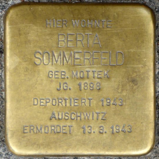 Stolperstein dedicated to Berta Sommerfeld