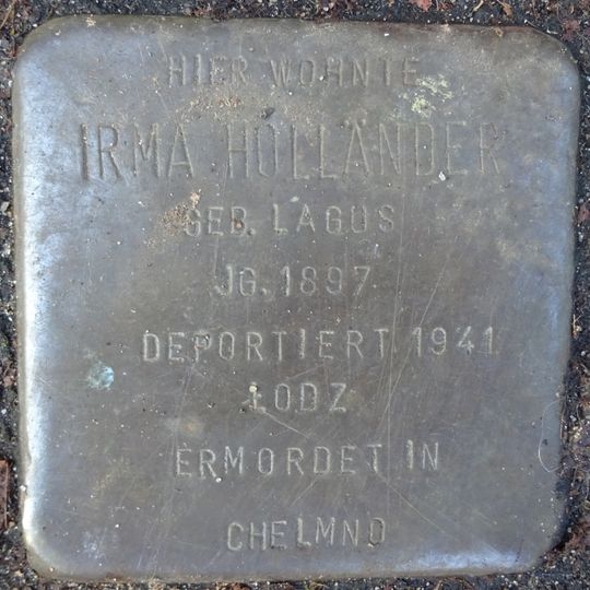 Stolperstein dedicated to Irma Holländer