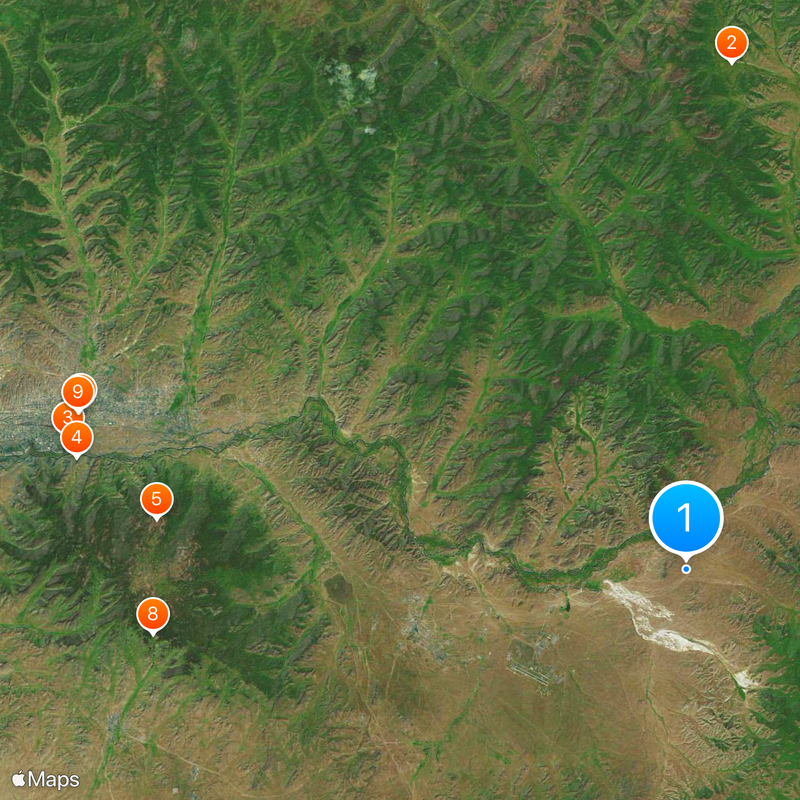 Statue équestre de Gengis Khan Carte