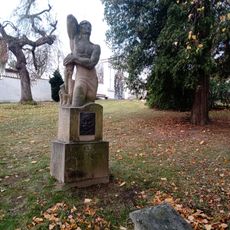 Socha na místě bývalého hrobu Josefa Němce v Táboře