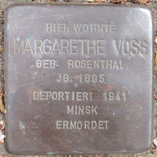 Stolperstein dedicated to Margarethe Voss