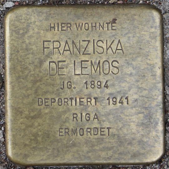 Stolperstein dedicated to Franziska de Lemos