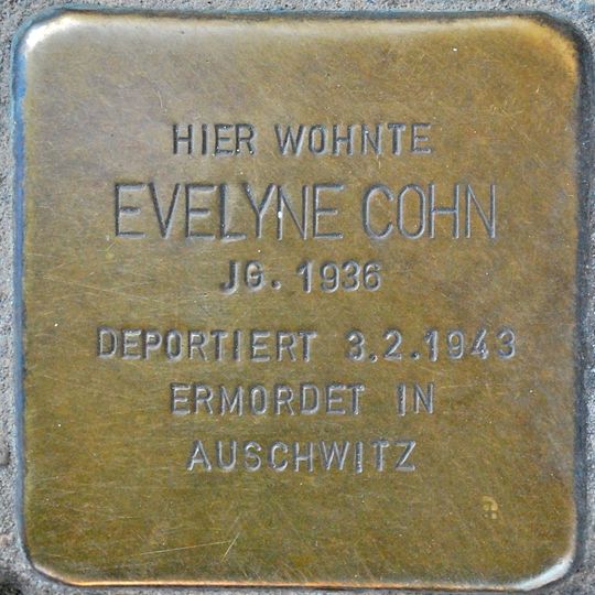 Stolperstein à la mémoire d’Evelyne Cohn