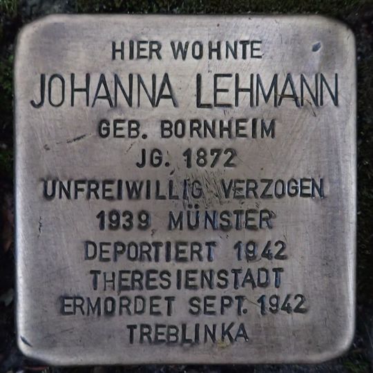 Stolperstein en memoria de Johanna Lehmann