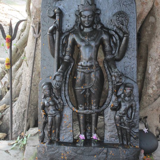 Black stone Vishnu sculpture