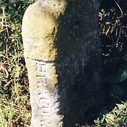 Milestone, just N of jct with School Road, N side of post box