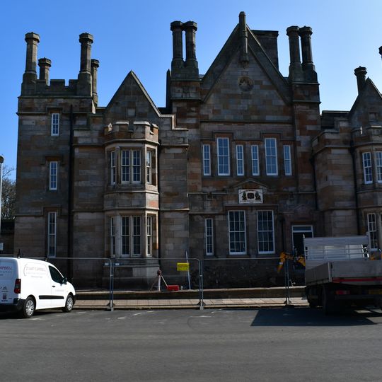 Former Berwick Court House and Prison with attached wall and detached rear stable range