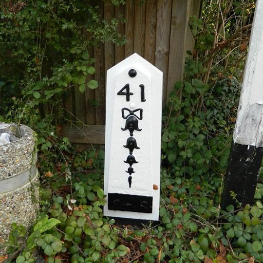 Milestone, by church at jct of High Street and Straight Halfmile